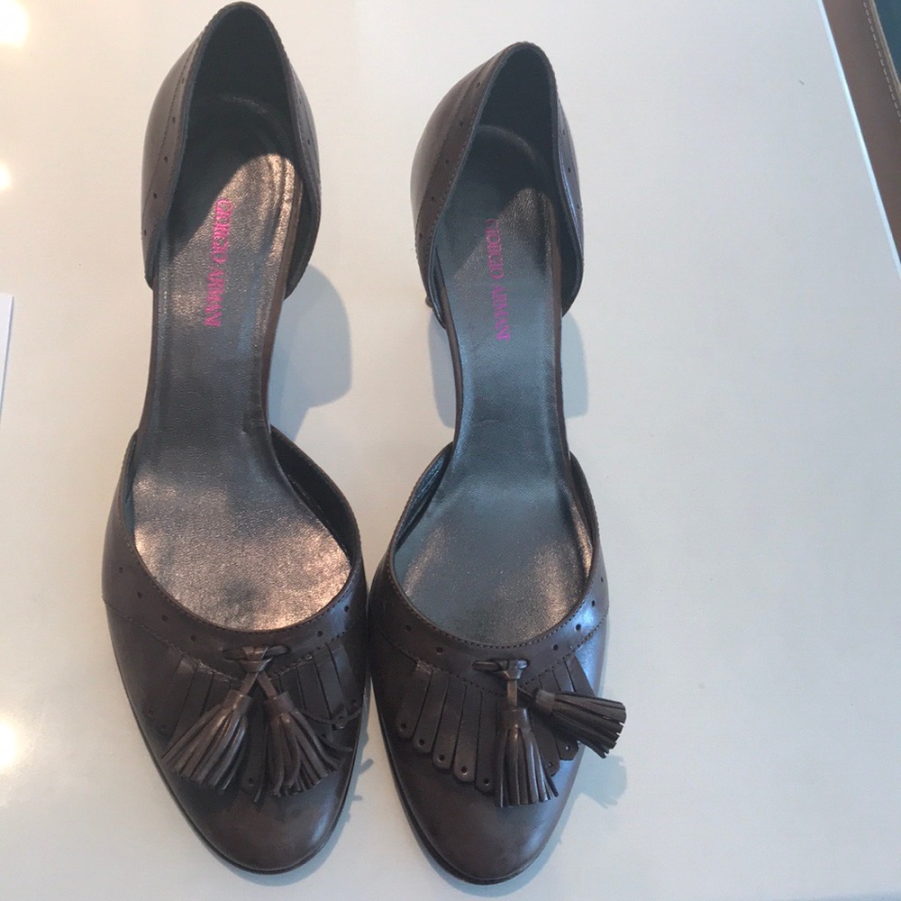 Giorgio Armani heels  in brown leather Sz 40
